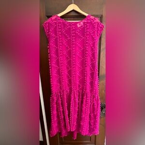 Anthropologie Maeve Blythe texture midi dress tulle tier in rose pink - small